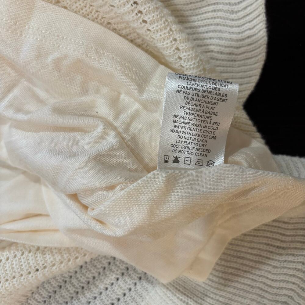 House of Harlow 1960 Ivory Pointelle Knit Midi Dress Size M Boho Quiet Luxury - Picture 4 of 7